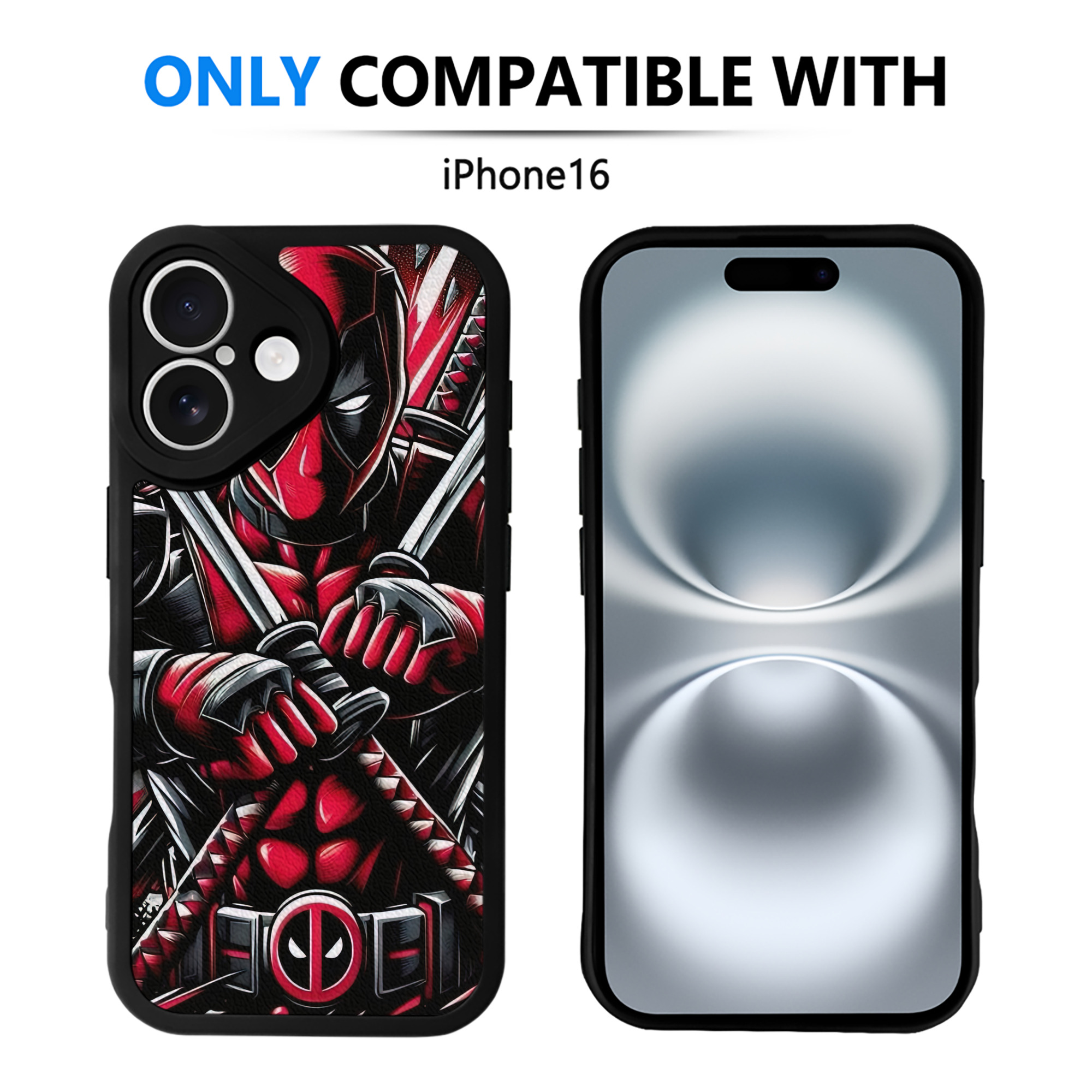 （画像用） Deadpool デッドプール 【iPhone 16シリーズ対応】シリコンスマホケース（レザー調） 材質：シリコン